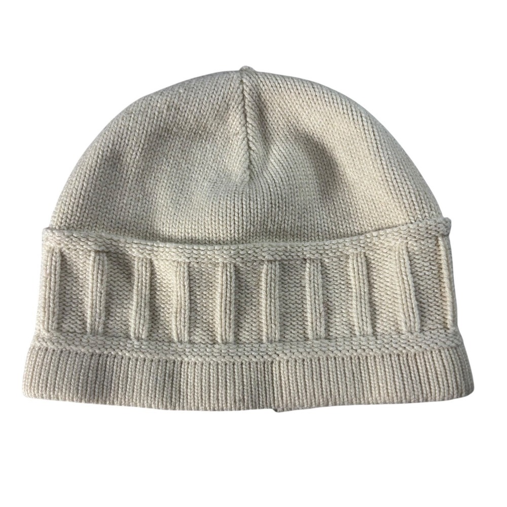 Karl Kani Vintage Beanie Hat Mens OS Ivory Ribbed Knit Y2K Streetwear Skater - Picture 2 of 11